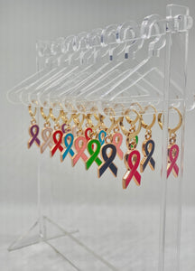 Cancer Ribbon Hoop Earrings