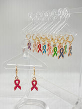 Load image into Gallery viewer, Cancer Ribbon Hoop Earrings
