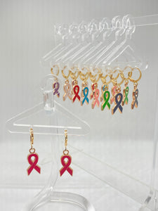 Cancer Ribbon Hoop Earrings