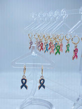 Load image into Gallery viewer, Cancer Ribbon Hoop Earrings
