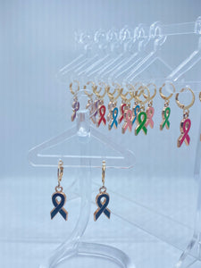 Cancer Ribbon Hoop Earrings