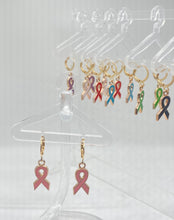 Load image into Gallery viewer, Cancer Ribbon Hoop Earrings
