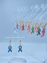 Load image into Gallery viewer, Cancer Ribbon Hoop Earrings
