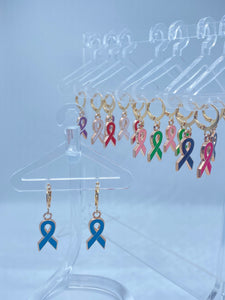 Cancer Ribbon Hoop Earrings