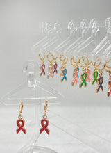 Load image into Gallery viewer, Cancer Ribbon Hoop Earrings
