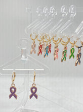 Load image into Gallery viewer, Cancer Ribbon Hoop Earrings
