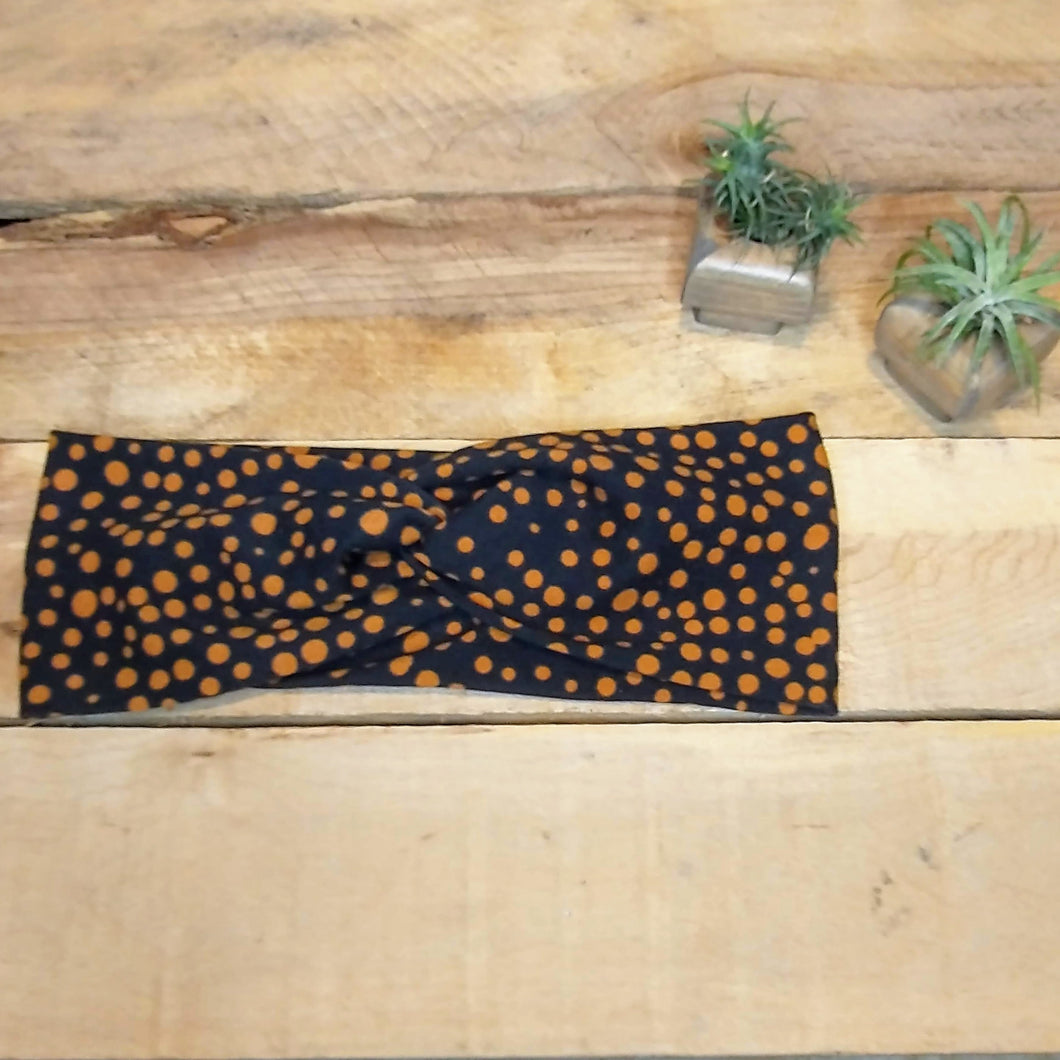 Black with Brown dots Headband
