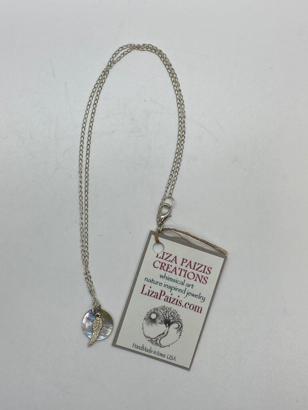Liza Paizis Feather Mother of Pearl Necklace