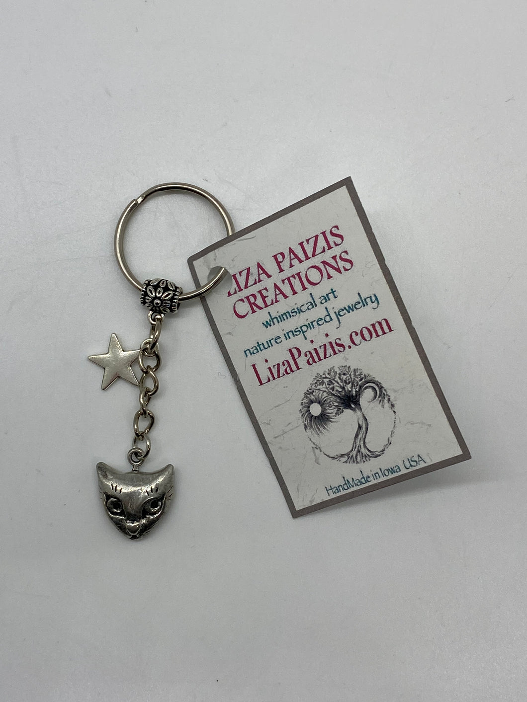 Liza Paizis Cat Face Keychain