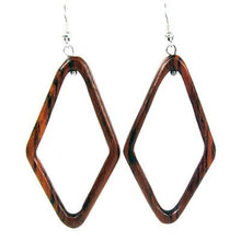 Load image into Gallery viewer, Wood Diamond Hoop Earrings
