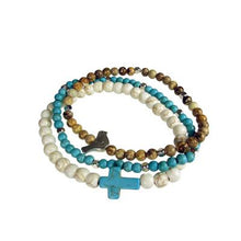 Load image into Gallery viewer, Beaded Bracelet with Charm 3 strand
