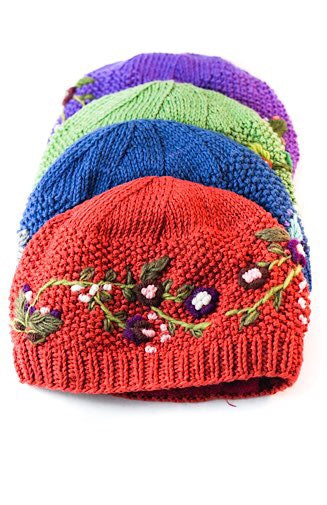 Flower Embroidery Knit Hat