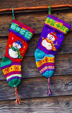 Load image into Gallery viewer, Snowman Hand Knit Christmas Stocking
