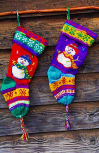 Snowman Hand Knit Christmas Stocking