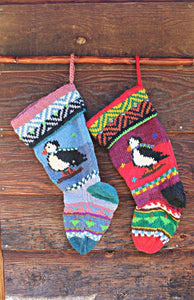 Puffin Hand Knit Christmas Stocking