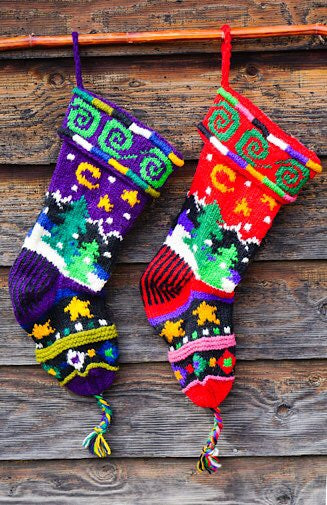 Mountain Hand Knit Christmas Stocking