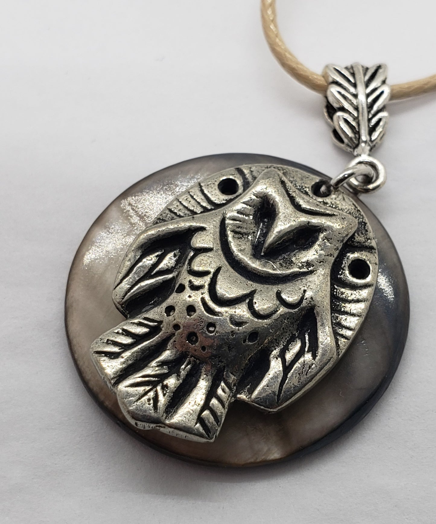 Liza Paizis Owl With Mother of Pearl Pendant Necklace