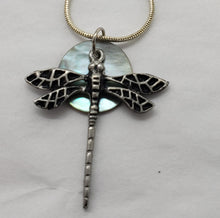 Load image into Gallery viewer, Liza Paizis Mother of Pearl Dragonfly Pendant Necklace
