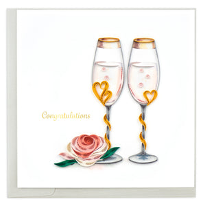 Quilled Wedding Toasting Flutes Greeting Card