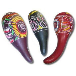 Maracas Pairs Hand Carved in Multicolored Shades