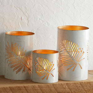 White Palm Metal Lanterns