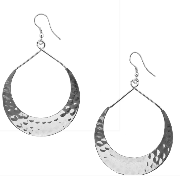 Lunar Crescent Earrings Silver