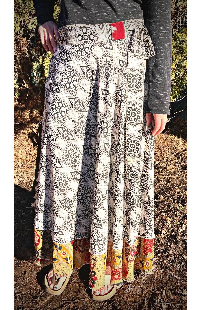 Two Tier Reversible Recycled Sari Wrap Skirt