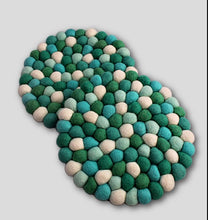 Load image into Gallery viewer, Felt Ball Trivet - Turquoise tones
