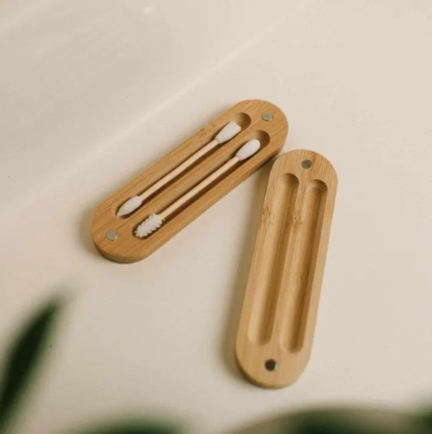 Reusable Bamboo Earbuds with Magnetic Case