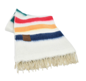 Alpaca Blanket Striped Fringed Classic Vintage