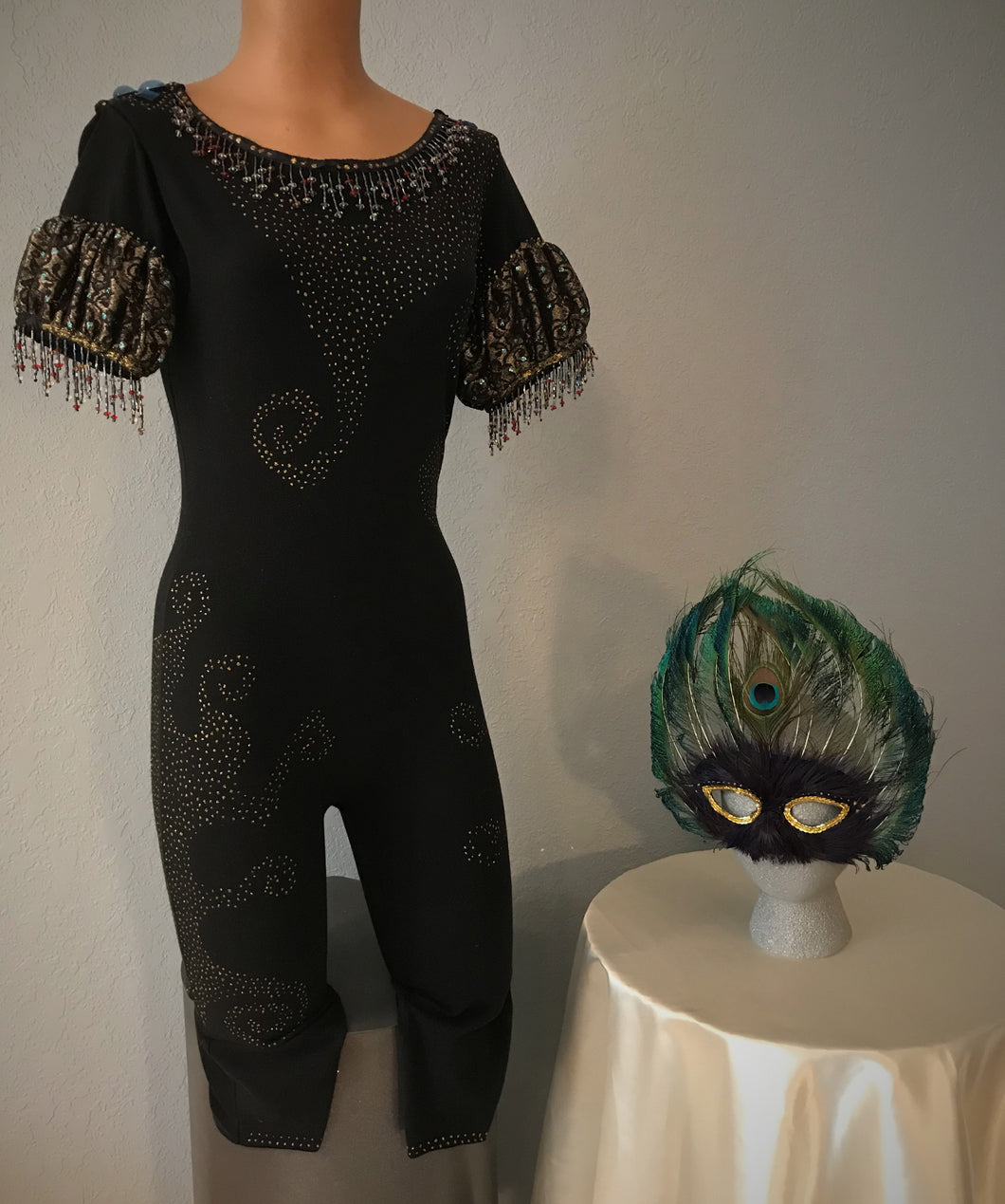 Black Embellished Unitard Woman's Costume
