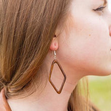 Load image into Gallery viewer, Wood Diamond Hoop Earrings
