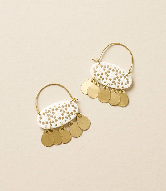 Charu Filigree Bone and Brass Dangle Earrings