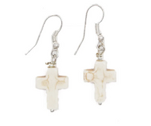Load image into Gallery viewer, Stone Cross Earrings
