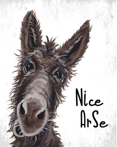 Donkey Art Print 'Nice Arse', Farm Animal Bathroom Art