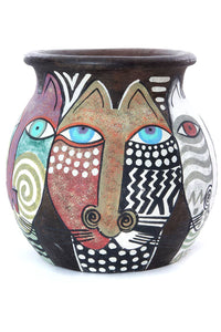 Classic African Ceramic Cat Pot