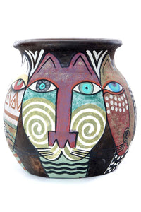 Classic African Ceramic Cat Pot