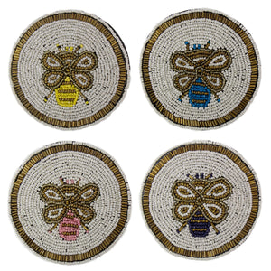Busy Bees Glass Beaded Coasters