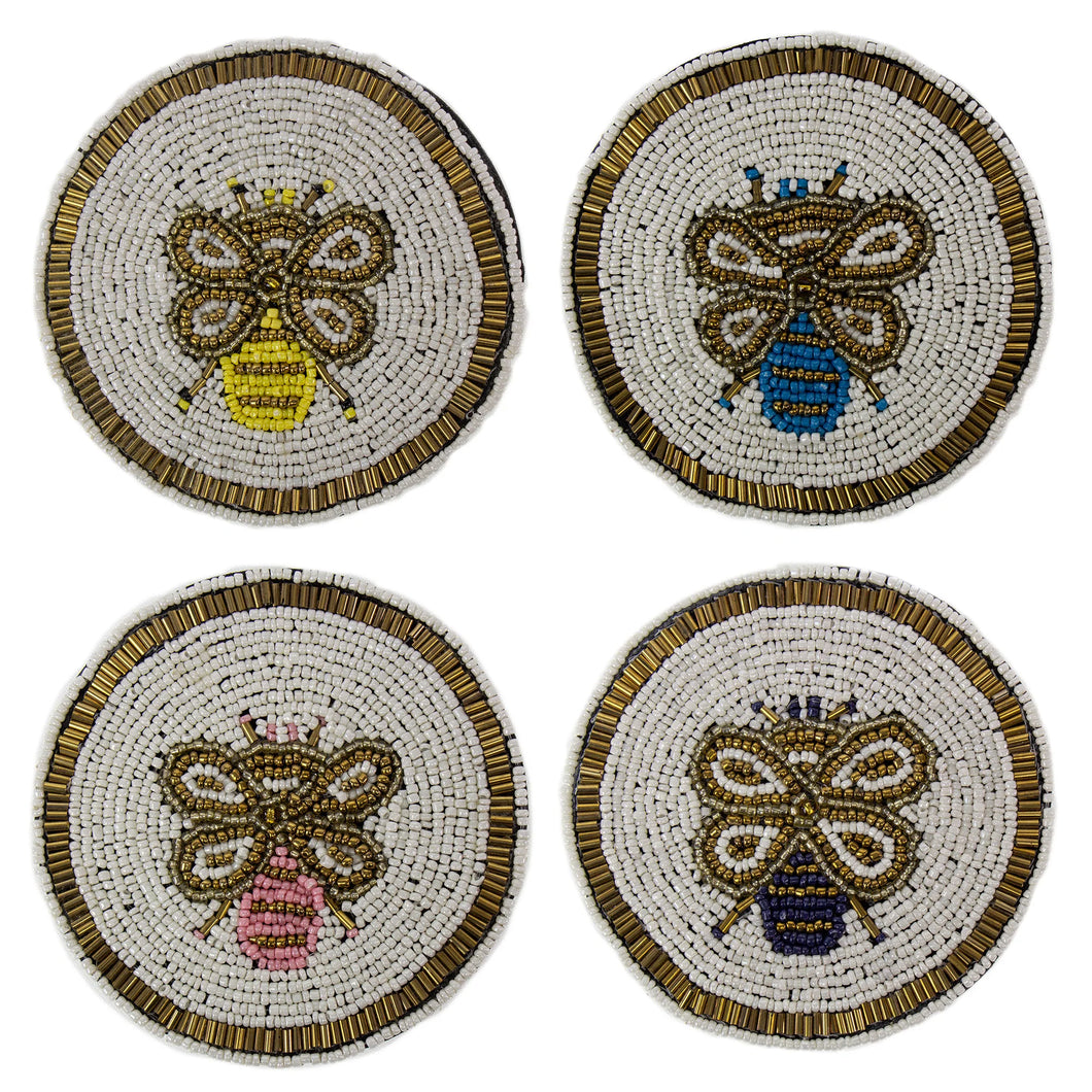 Busy Bees Glass Beaded Coasters