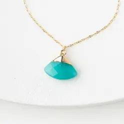 Fan Drop Necklace in Aqua