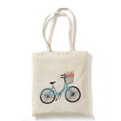 Embroidered Bicycle Tote Bag
