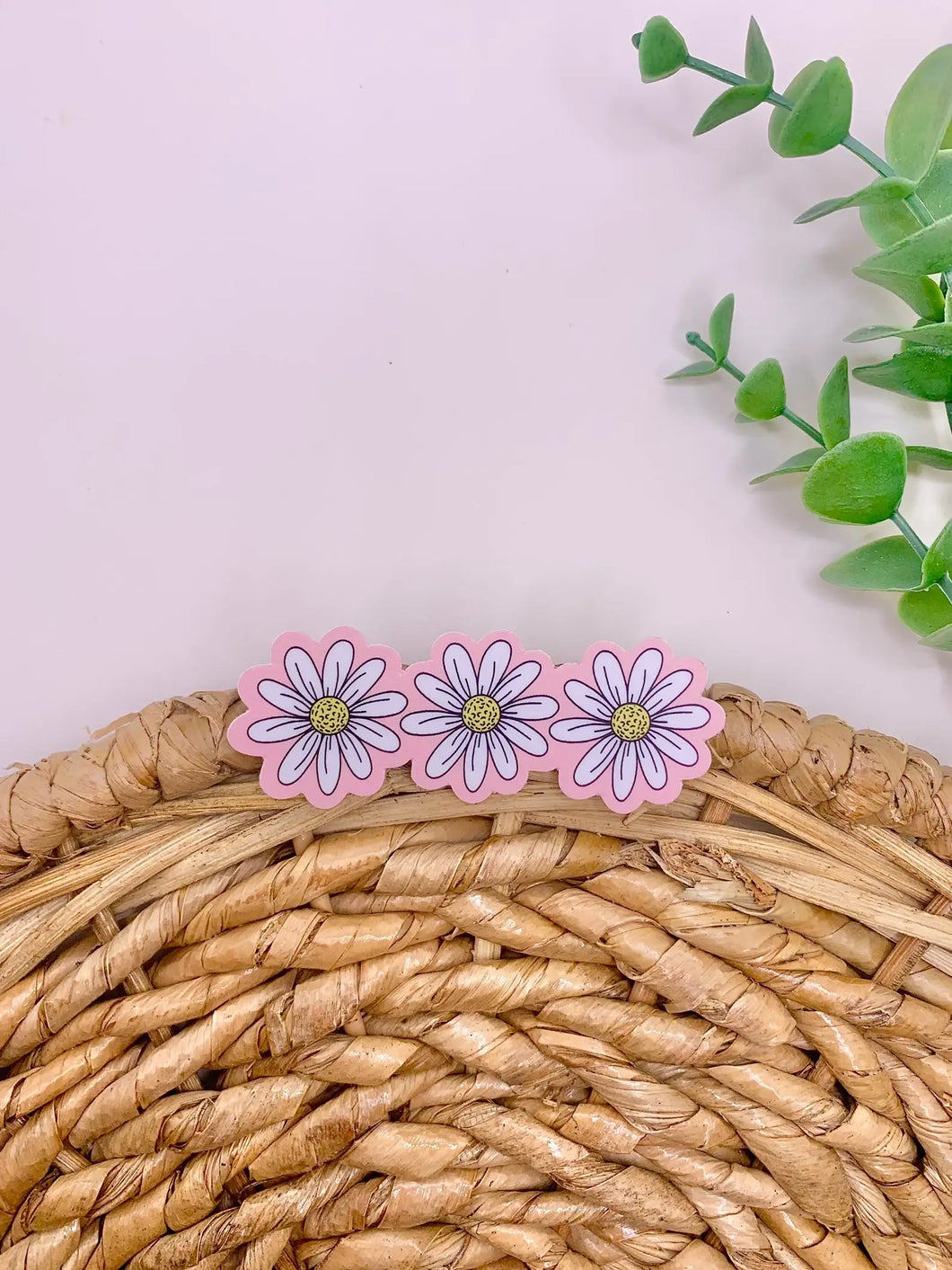 Pink daisy sticker, water bottle sticker, laptop stickers
