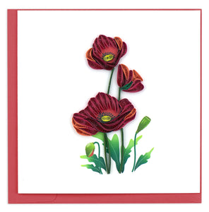 Quilled Red Poppies Greeting Card