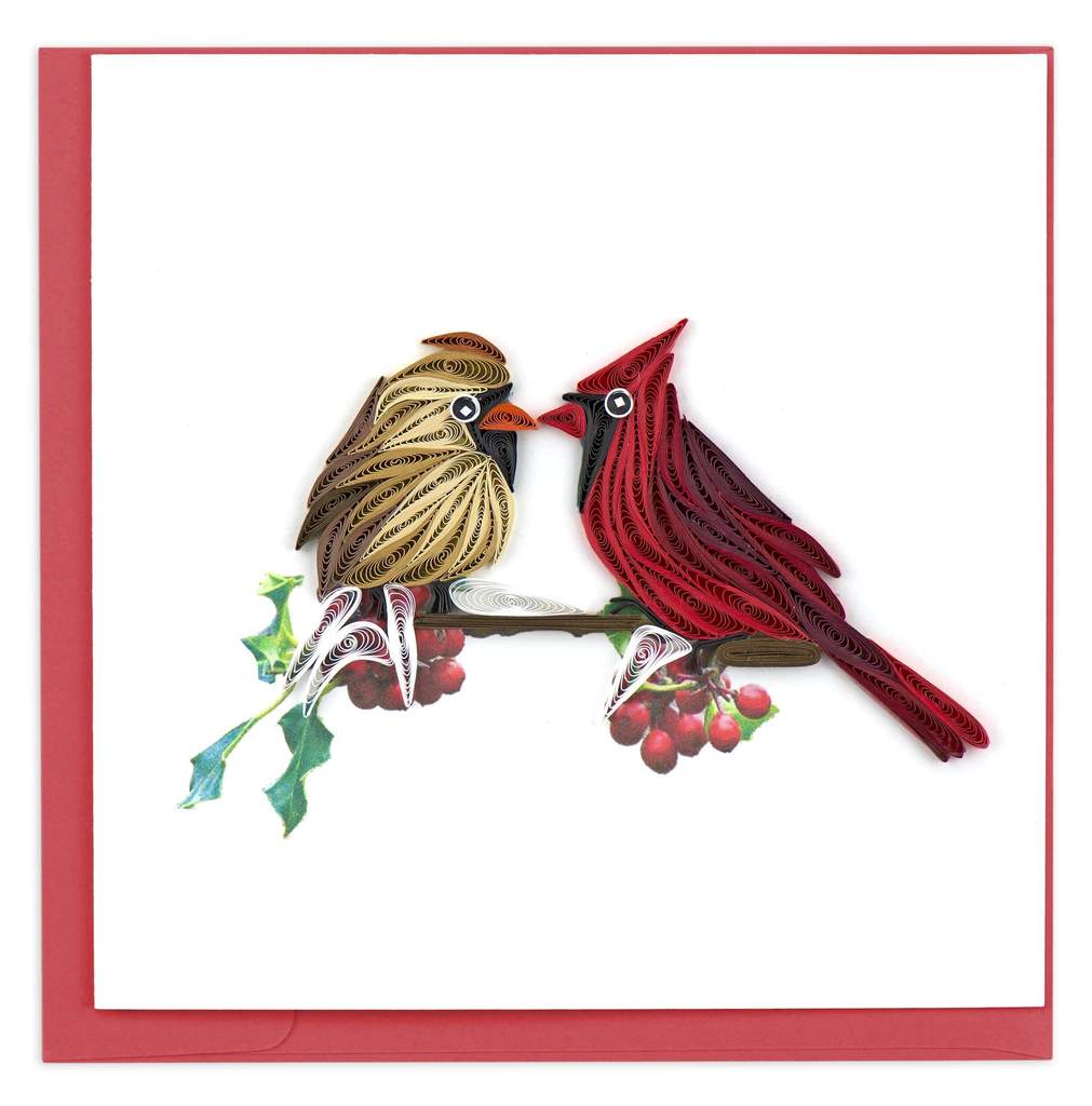 Quilled Two Cardinals Greeting Card