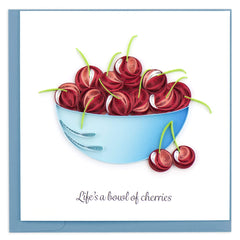 Quilled Bowl of Cherries Greeting Card