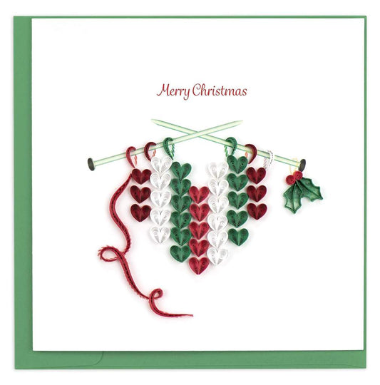 Quilled Knit Heart Christmas Card