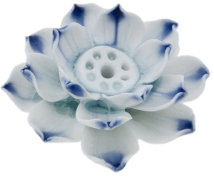 Ceramic Lotus Incense Burner - Blue