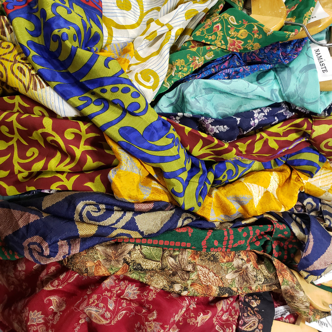 Recycled Sari Silk Shirt with Western Collar