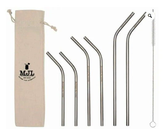 Stainless Steel COMBO Straw 6-Pack Plus Cleaner
