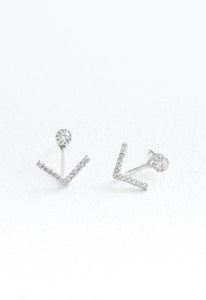 Lulu Ear Jacket Studs in White Gold